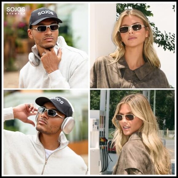 Retro Rectangle Polarized Sunglasses with Metal Frame, UV400 Protection main image 7